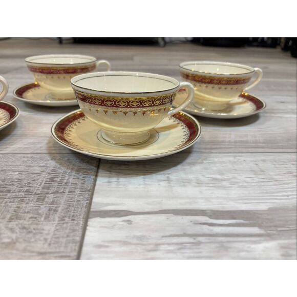 Homer Laughlin Georgian Eggshell Vintage Tea Cups and Saucers 8pc set - Picture 2 of 12